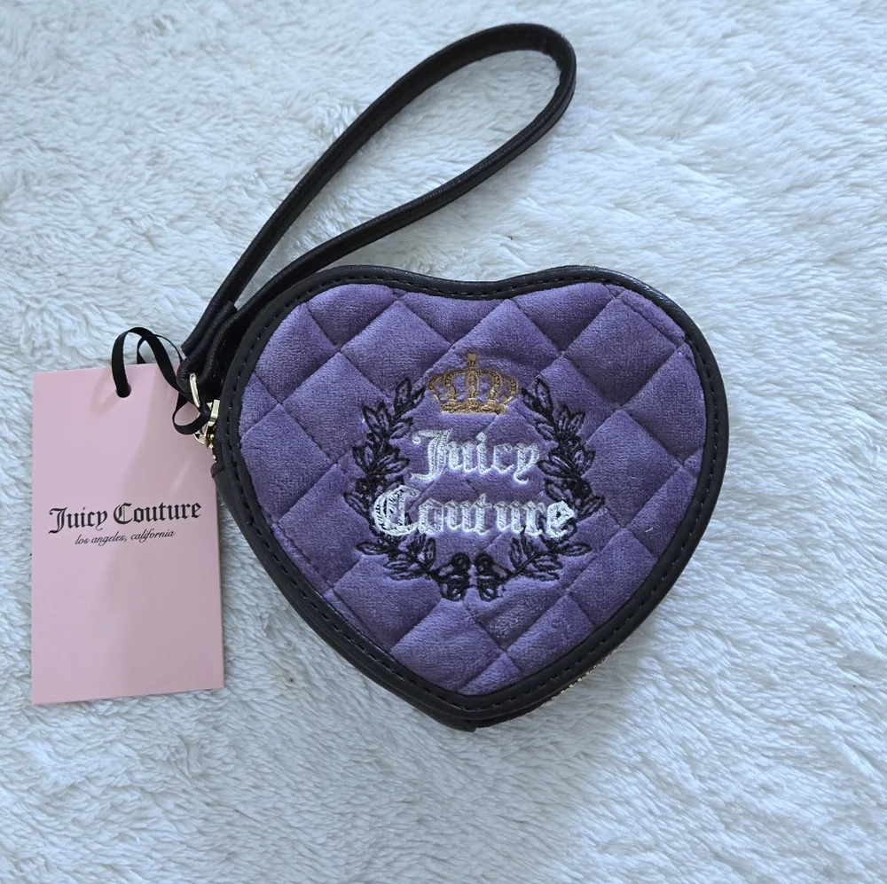 Juicy🍊 Couture Dusty Violet💜 Royal👑 Couture Heart🩷 Zip Around Coin Purse - Picture 9 of 16